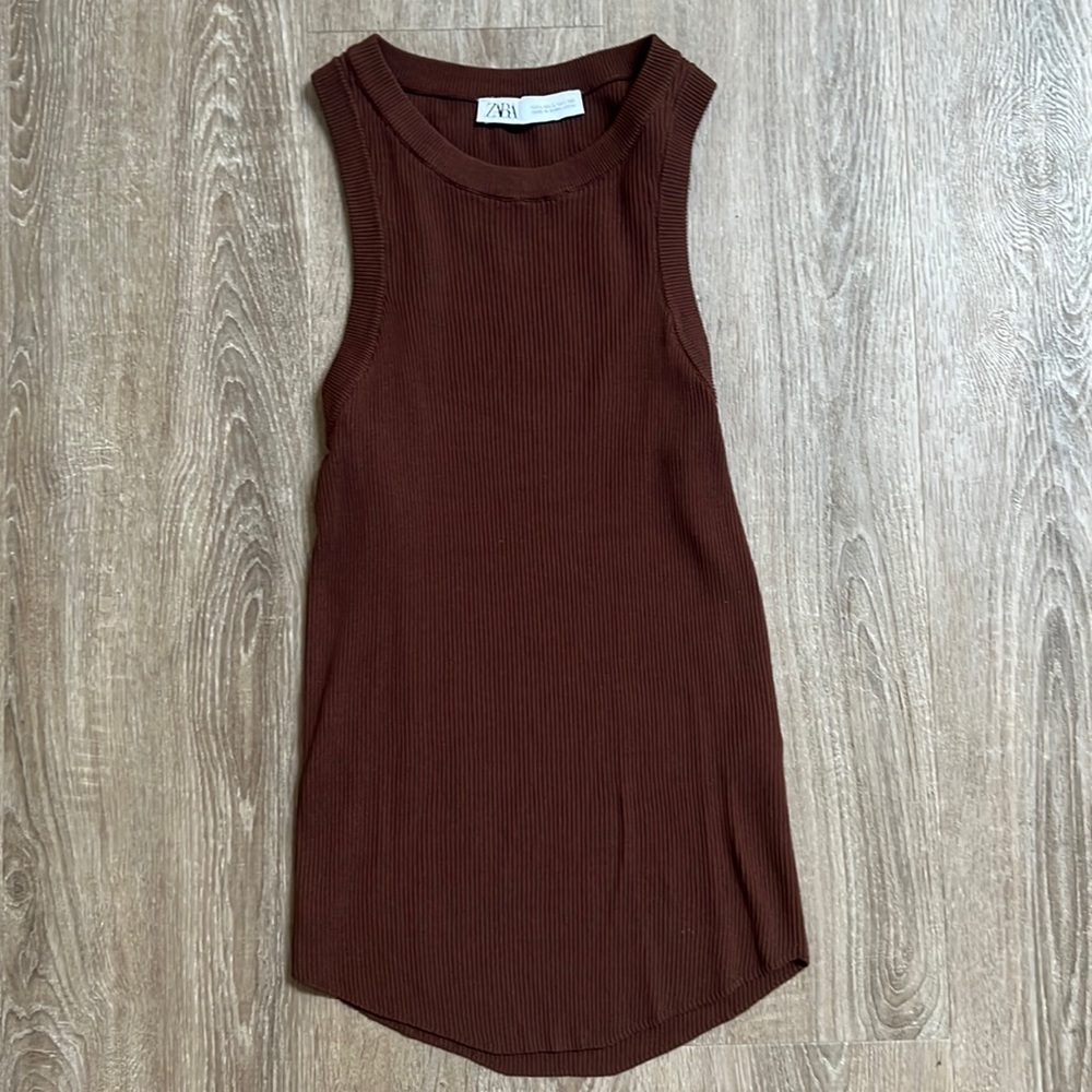 ZARA Brown Tank Ribbed - Large